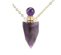 KIJSKKOPO Collar Piedra Natural Con Forma De Cono Facetado Para Perfume, Difusor De Aceites Esenciales De Chakras, Cuarzo Rosa, Reiki, Dorado, Energía Cristalina, Collar Piedras Preciosas, Regalo