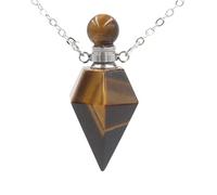 KIJSKKOPO Collar Piedra Natural Con Forma De Cono Para Perfume, Plata, Obsidiana, Reiki, Punta Hexagonal, Chakras, Difusor De Aceites Esenciales, Colgante, Energía Cristalina, Collar Piedras Prec