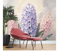 KIJSKKOPO Mural de Papel Pintado Seda con Flores Blancas Paniculata, Decoración Botánica 3D para Pared, Ideal para Sala Estar O Dormitorio. Póster Papel Pintado Floral Grande, Estilo Escandinavo