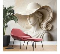 KIJSKKOPO Mural de Pared Seda con Busto Mujer Clásica En Relieve 3D, Gran Escultura Femenina Vintage, Impresión Artística, Fondo Decorativo para Sala Estar, Dormitorio, Hogar, Papel Tapiz Tela Se