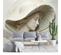 KIJSKKOPO Mural de Pared Seda con Busto Mujer En Relieve 3D, Escultura Retrato Clásico Grande, Impresión Artística, Fondo Decorativo para Sala Estar, Dormitorio, Hogar, Papel Tapiz Tela Seda, 210