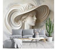KIJSKKOPO Mural de Pared Seda con Busto Mujer En Relieve 3D, Gran Retrato Clásico, Escultura, Impresión Artística, Fondo Decorativo para Sala Estar, Dormitorio, Hogar, Papel Tapiz Tela Seda, 256