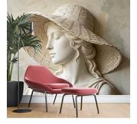 KIJSKKOPO Mural de Pared Seda con Busto Mujer En Relieve 3D, Gran Retrato Clásico, Escultura, Impresión Artística, Fondo Decorativo para Sala Estar, Dormitorio, Hogar, Papel Tapiz Tela Seda, 280