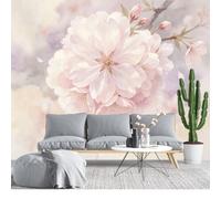 KIJSKKOPO Mural de Pared Tela Seda Fine Decor 256X350Cm, Papel Tapiz Floral Flores Cerezo Con Efecto Acuarela, Arte de Pared Grande Personalizado para Sala Estar, Dormitorio, Arte Destacado para El