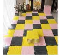 KIJyfgTR 30 baldosas de Alfombra entrelazadas de 12 x 12 Pulgadas cuadradas de EVA for Juegos de Rompecabezas, baldosas de Espuma de Felpa for Piso(Gray+Yellow+Pink)