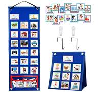 KIKIGOAL Calendario para Niños, Cronograma Visual para Autismo con 70 Tarjetas de Rutina en Alemán y Puntos de Velcro, Tablero de Visión, Planificador Semanal, para Escuela en Casa, azul oscuro, (01