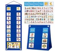 KIKIGOAL Tabla de calendario visual para niños, tabla de rutina 2 en 1 para autismo con 96 tarjetas, materiales de aprendizaje para autismo, tabla de rutina para dormir para niños pequeños en casa y