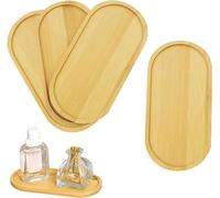 KiKiHong 4 bandejas ovaladas de madera, bandeja pequeña de bambú, bandeja pequeña para posavasos, sushi, café, pasteles, aperitivos, 17,5 x 8,8 x 1 cm