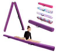 KIKILIVE Barra de Equilibrio Gimnasia con Superficie de Ecocuero EV EPE en 3 Tamaños (240cm/270cm/300cm) Plegable para Niños y Adultos Contiene Bolsa de Transporte