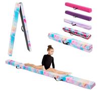 KIKILIVE Barra de Equilibrio Gimnasia con Superficie de Ecocuero EV EPE en 3 Tamaños (240cm/270cm/300cm) Plegable para Niños y Adultos Contiene Bolsa de Transporte