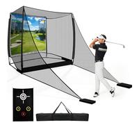 KIKILIVE Red de práctica de golf de 10 x 8 pies con pantalla de impacto objetivo para simulador de golf, uso en interiores y exteriores, para entrenamiento de swing y astillado