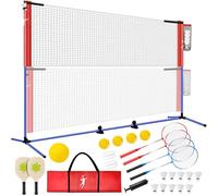KIKILIVE Redes de Badminton, Red Voleibol Portátil, Juego de Red Pickleball Altura Ajustable, Set Portátil para Tenis y Fútbol con Paletas de Raquetas Badminton, para Juegos en Interior y Exterior