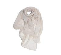 KIKKA MIA - Bufanda de mujer fabricada en Italia - Foulard elegante accesorio bufanda de alta calidad fabricada en Italia seda 20% algodón 80% - color liso, beige, Talla única