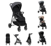 KikkaBoo ALEXA Cochecito de bebé de hasta 22 kg, ligero, compacto, plegable con una mano, respaldo ajustable, reposapiés ajustable, arnés de 5 puntos, gris oscuro