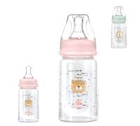 Kikkaboo Biberón 120 ml Savanna, Tetina Silicona Anticólico Talla S, Tapa, color:rosa