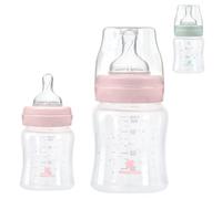 Kikkaboo Biberón PP 120ml tetina anticólico Talla S cuelo ancho desde nacimiento, color:rosa