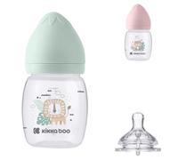 Kikkaboo biberón Savanna 180 ml, tetina anticólico, apertura de cuello ancha, color:verde