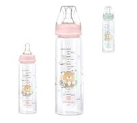 Kikkaboo Biberón Savanna 240 ml, Tetina Silicona Talla M, Anticólico, color:rosa