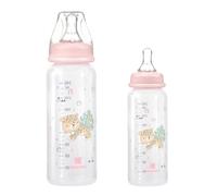Kikkaboo biberón Savanna PP, 240 ml, tetina de silicona, talla M, da 3 meses, color:rosa