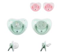 KikkaBoo Chupetes para Bebé SAVANNA, Juego de 2 Chupetes, Para 6-18 m, Tetina Anatómica, Silicona Suave, Sin BPA, Transpirable, Menta