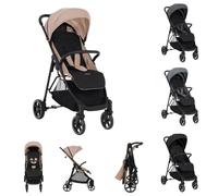 KikkaBoo Cochecito infantil ALEXA, cochecito de hasta 22 kg, ligero, compacto, plegable con una sola mano, respaldo ajustable, reposapiés ajustable, arnés de 5 puntos, beige