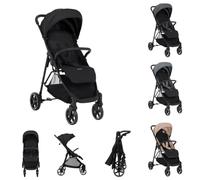 KikkaBoo Cochecito infantil ALEXA, cochecito de hasta 22 kg, ligero, compacto, plegable con una sola mano, respaldo ajustable, reposapiés ajustable, arnés de 5 puntos, negro