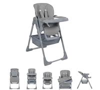 Kikkaboo Comfy - Trona para niños (altura regulable, correa, bandeja doble, plegable), color gris claro