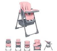 Kikkaboo - Cómoda trona ajustable altura cinturón doble bandeja plegable, color rosa