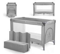 KikkaBoo Cuna de Viaje SO Gifted, Cuna Bebe 120x60 cm hasta 15 kg, Parque Plegable con Bolsa de Transporte, Ligera y Compacta, Gris