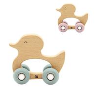 Kikkaboo Pato la dentición Juguete de madera con anillo de dentición de silicona, colores:verde