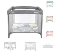 Kikkaboo Playpen Enjoy, cuna de viaje, plegable, colchón, bolsa de transporte, color:gris claro