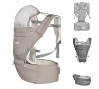 Kikkaboo - Portabebés Chloe 3 en 1 ventral y dorsal asiento en la cadera de 5 meses, color beige