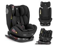 KikkaBoo Silla Coche Bebé Grupo 0 1 2 3 i-MOOVE 2, i-Size 40-150 cm con ISOFIX, 360° Giro, Reclinable, Reposacabezas Ajustable, Negro