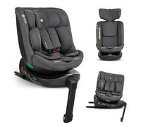 KikkaBoo Silla Coche Bebe Grupo 0 1 2 3 ISOFIX (0-36 kg) i-SECURE, Giratoria 360°, Reclinable, Protección SPS i-Size, Lateral, Arnés de 5 Puntos, 12 Posiciones Reposacabezas, Gris Oscuro