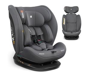 KikkaBoo Silla Coche Bebé sin ISOFIX i-EXPLORE 2, Grupo 0 1 2 3, i-Size 40-150 cm, Reclinable, 0-12 Años, Reposacabezas 14 Posiciones, Cojín y Arnés 5 Puntos, Grey