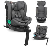 KikkaBoo Silla de Coche i-Size i-TURN, 40-150 cm, Silla Coche Bebé Grupo 0 1 2 3 ISOFIX, de 0 a 12 años, Giratoria 360°, 12 Posiciones Reposacabezas, Sistema SPS, Cojín Reductor, Gris Oscuro