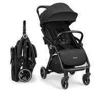 KikkaBoo Silla de Paseo Ligera CIELA, Carrito Bebé Compacto hasta 22 kg, Plegado Automático, Reclinable, Superligero, Tamaño Cabina Avión, Negro