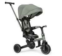 KikkaBoo Triciclo Evolutivo ALUMA 8 en 1, Triciclo Bebé Plegable con Manillar Padres, Asiento Reversible, Capota Ajustable, Arnés 5 Puntos, Marco Aluminio, Verde