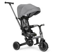KikkaBoo Triciclo Evolutivo ALUMA 8 en 1, Triciclo Bebé Plegable con Manillar Padres, Asiento Reversible, Capota Ajustable, Arnés 5 Puntos, Marco Aluminio, Gris