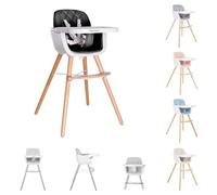 Kikkaboo, trona 2 en 1 Woody, trona, mesa ajustable, cinturón, color:negro