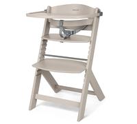 KikkaBoo Trona Evolutiva de Madera para Bebé NORDY, Silla Alta Ajustable hasta 35 kg, Haya Maciza, Bandeja Extraíble, Arnés de 3 Puntos, Beige Claro