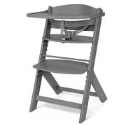 KikkaBoo Trona Evolutiva de Madera para Bebé NORDY, Silla Alta Ajustable hasta 35 kg, Haya Maciza, Bandeja Extraíble, Arnés de 3 Puntos, Gris Oscuro