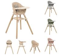 Kikkaboo trona infantil Woody 2 en 1 patas de madera silla infantil reposapiés, colores:beige