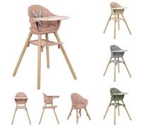 Kikkaboo trona infantil Woody 2 en 1 patas de madera silla infantil reposapiés, colores:rosa