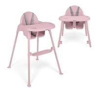 KikkaBoo Trona para Bebé 2 en 1 OATY, Silla de Alimentación Convertible para Niños hasta 15 kg, Bandeja Doble Ajustable con Portavasos, Arnés de 5 Puntos, Reposapiés Ajustable, Rosa