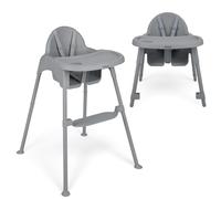 KikkaBoo Trona para Bebé 2 en 1 OATY, Silla de Alimentación Convertible para Niños hasta 15 kg, Bandeja Doble Ajustable con Portavasos, Arnés de 5 Puntos, Reposapiés Ajustable, Gris