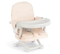 KikkaBoo Trona Portátil para Bebé PAPPO, Alzador de Silla Plegable con Bandeja Extraíble, Booster Ajustable y Compacto para Comer, Asiento de Viaje hasta 36 Meses, Beige