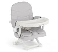 KikkaBoo Trona Portátil para Bebé PAPPO, Alzador de Silla Plegable con Bandeja Extraíble, Booster Ajustable y Compacto para Comer, Asiento de Viaje hasta 36 Meses, Gris