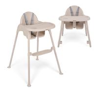 KikkaBoo Tronas de Bebé OATY 2 en 1, Silla Convertible hasta 15 kg y 3 Años, Doble Bandeja con Portavasos, Arnés 5 Puntos, Patas Antideslizantes, Reposapiés Ajustable, Beige