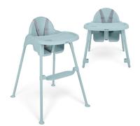 KikkaBoo Tronas de Bebé OATY 2 en 1, Silla Convertible hasta 15 kg y 3 Años, Doble Bandeja con Portavasos, Arnés 5 Puntos, Patas Antideslizantes, Reposapiés Ajustable, Azul
